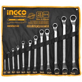 Ingco HKSPA3142 12Pcs Off-Set Durable Versatile Ring Spanner Set