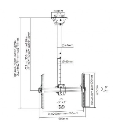 Titan SGB 666 Ceiling TV Mount With Extension Rod