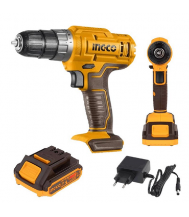 Ingco CDLI1218 12V Lithium-Ion 1.5Ah 20Nm Cordless Drill Set