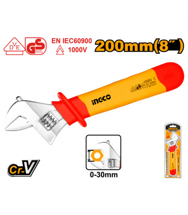 Ingco HIADW081 8" VDE 1000V Insulated Adjustable Wrench
