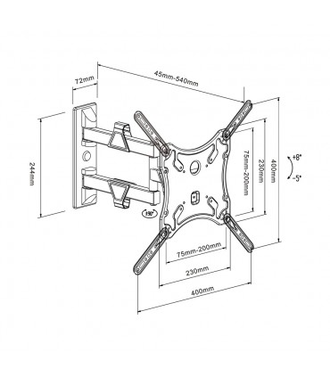Titan SGB294  26'' - 43'' Single Arm Swivel Mount TV Bracket
