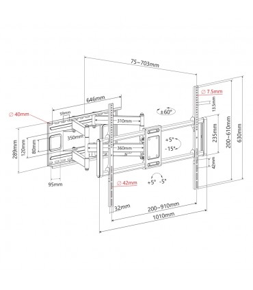 Titan SGB897 70'' - 120'' Heavy Duty Swivel Mount TV Bracket
