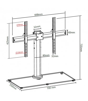 Titan SGB54A 32'' - 75'' 45 degrees Tempered Glass Base TV Bracket
