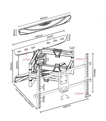 Titan SGB694 Double Arm Swivel Mount TV Bracket for 37''–65'' TVs