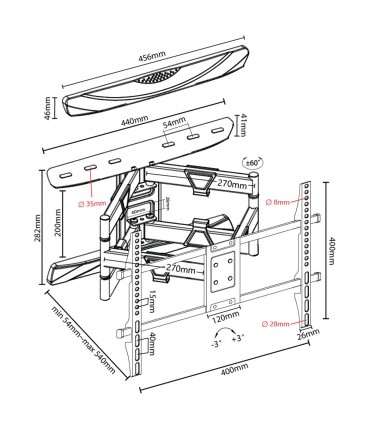 Titan SGB494 Double Arm Swivel Mount TV Bracket for  23'' - 55'' TVs