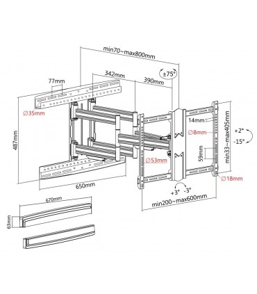 Titan SGB698 37'' - 80'' Double Arm Swivel Mount TV Bracket
