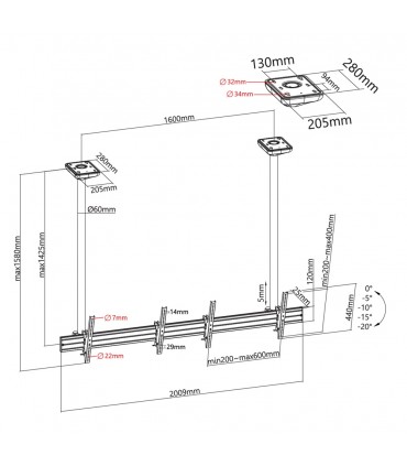 Titan SGB663 Extra Extension Bar 1580mm Ceiling Mount TV Bracket
