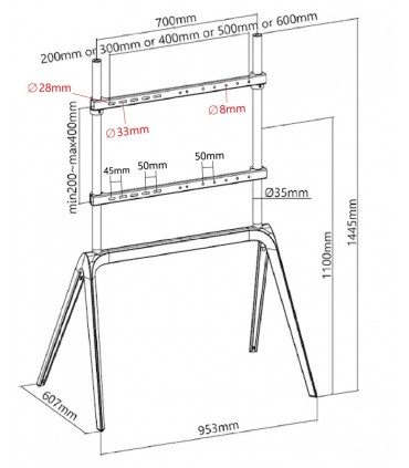 Titan SGB107W 65''-86'' Studio TV Floor Stand Bracket