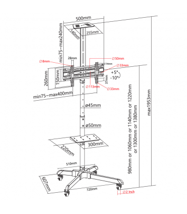 Titan SGB113 360° Swivel Heavy-Duty Mobility Stand TV Bracket