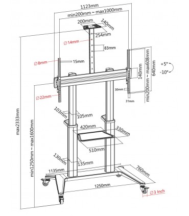 Titan SGB132 Vertical Height Adjustment Mobility Stand TV Bracket