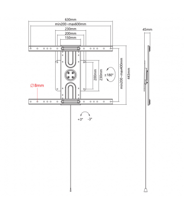 Titan SGB651 360° Rotating Fixed Automatic Spring Locks TV Bracket