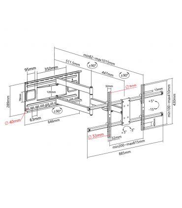 Titan SGB685 Single Arm Premium Selection Mount TV Bracket
