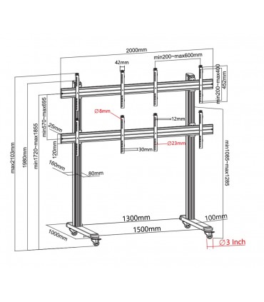 Titan SGB140 Heavy-Duty Casters Video Wall Cart