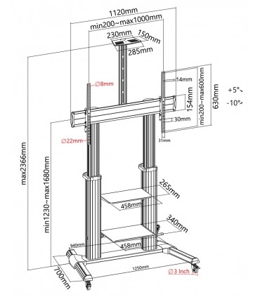 Titan SGB129 Heavy-Duty Mobility Stand Adjustable Height TV Bracket