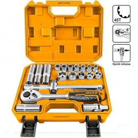 Ingco HKTS12201 1/2" Socket Set With Ratchet Handle - 20 Pieces