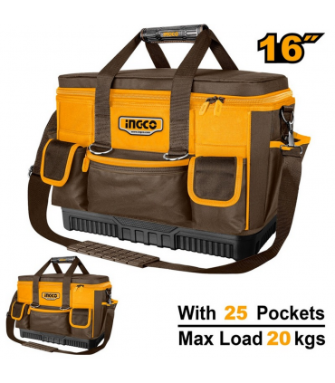 Ingco HTBG10 16" Heavy Duty Industrial Tool Bag with 25 Pockets