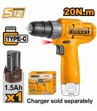 Ingco CDLI12428 12V Lithium-ion 20Nm Cordless Drill