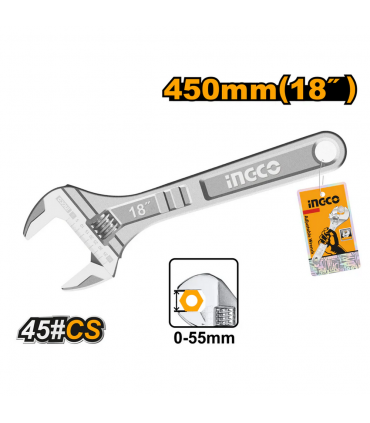 Ingco HADW131182 18" Single Sided Adjustable Pipe Wrench
