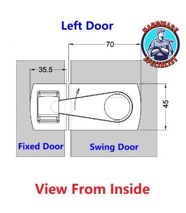 Hardware Specialist Bathroom Glass Door Latch Lock