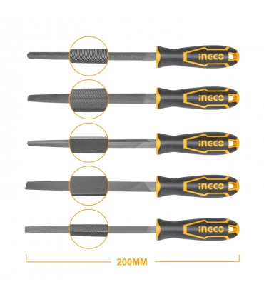Ingco HKTFS0508 200mm Wood Working Steel Hand File Set