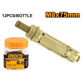 Ingco HWHA0807521 12 PCS Bottle Heavy Duty Zinc Plated Expansion Anchors