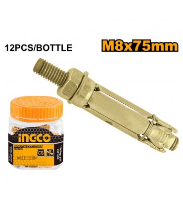 Ingco HWHA0807521 12 PCS Bottle Heavy Duty Zinc Plated Expansion Anchors