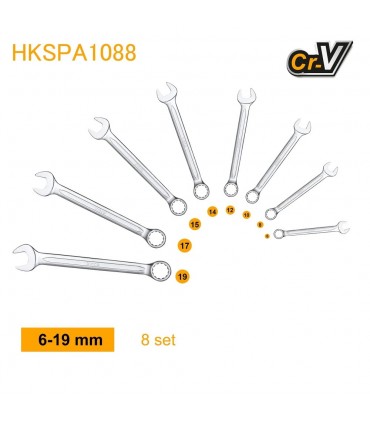 Ingco HKSPA1088 8 PCS Combination Spanner Set