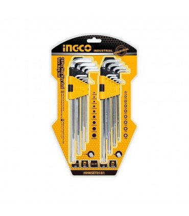 Ingco HHKSET0181 18 PCS Extra Long Reach Hex Key