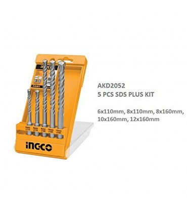 Ingco AKD2052 5 PCS SDS Plus Hammer Drill Bits Set