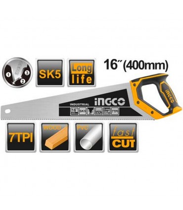 Ingco HHAS28400 16 Inch 7TPI Heat Treatment Teeth Hand Saw