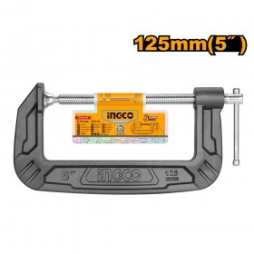 Ingco HGC0105 5 Inch Throat Depth 25mm Malleable Cast Iron G Clamp
