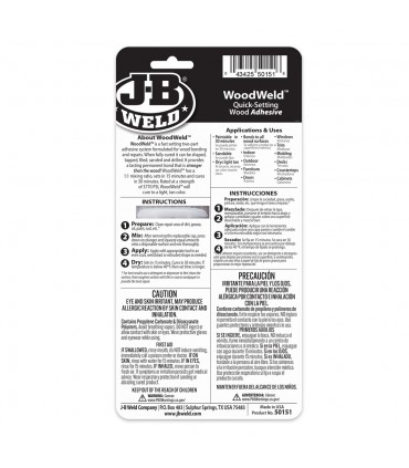 J-B Weld 50151 WoodWeld Syringe Wood Repair Epoxy - 25mL