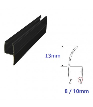 Hardware Specialist Bathroom H Shape Black Glass Door Seal