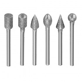 60 Grit Multi-Shape Rotary Grinding Bits/Diamond Burr Set - 6-Piece
