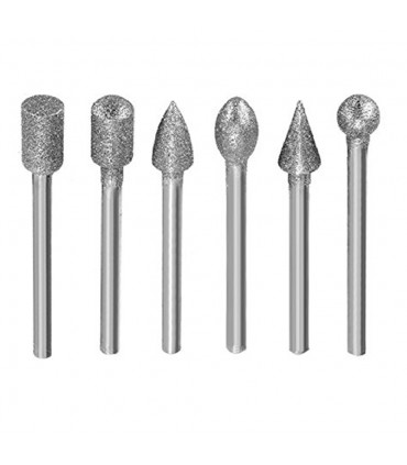 60 Grit Multi-Shape Rotary Grinding Bits/Diamond Burr Set - 6-Piece