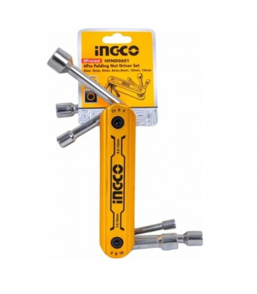 Ingco HFND0601 6 PCS Folding Handle Compact Design Nut Driver Set