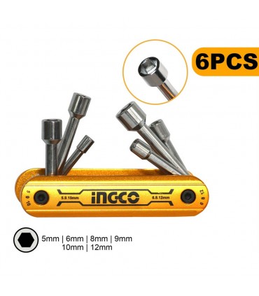 Ingco HFND0601 6 PCS Folding Handle Compact Design Nut Driver Set