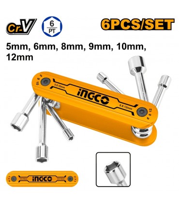 Ingco HFND0601 6 PCS Folding Handle Compact Design Nut Driver Set