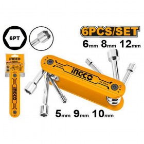 Ingco HFND0601 6 PCS Folding Handle Compact Design Nut Driver Set