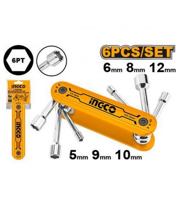 Ingco HFND0601 6 PCS Folding Handle Compact Design Nut Driver Set
