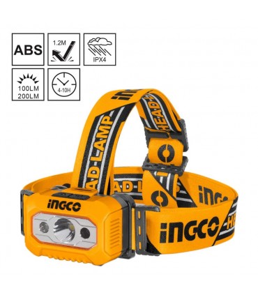 Ingco HHL013AAA8 200 lumens LED Light Adjustable Strap Head Lamp