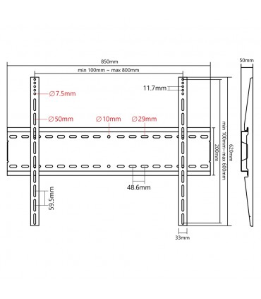 Titan SGB800A 37'' - 100'' Heavy Duty Fixed TV Wall Mount Brackets
