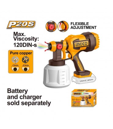 Ingco CSGLI2004 20V Lithium-ion Cordless Spray Gun - Bare Unit