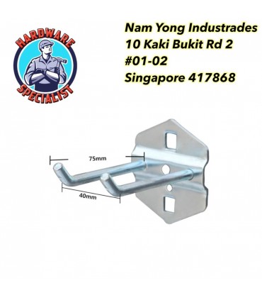 Square Durable Steel Pegboard Hooks - Single & Double Hook