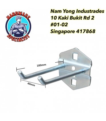 Square Durable Steel Pegboard Hooks - Single & Double Hook