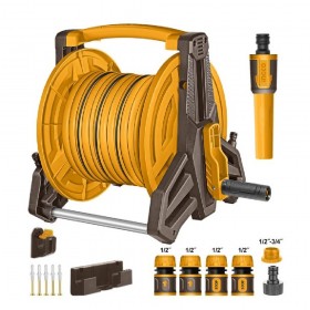 Ingco HHR20124 3-Ply 20M Quick Connectors Hose Reel with Nozzle Set