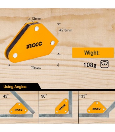 Ingco AMWH6001 6 Pcs Magnetic Welding Holder Set