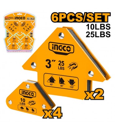 Ingco AMWH6001 6 Pcs Magnetic Welding Holder Set