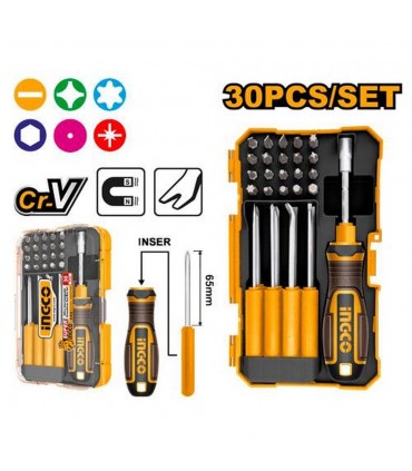 Ingco AKISD3001 30 Pcs Interchangeable Screwdriver and Bits Set