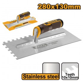 Ingco HPTT28138 280 X 130mm Durable Steel Blade Plastering Trowel With Teeth